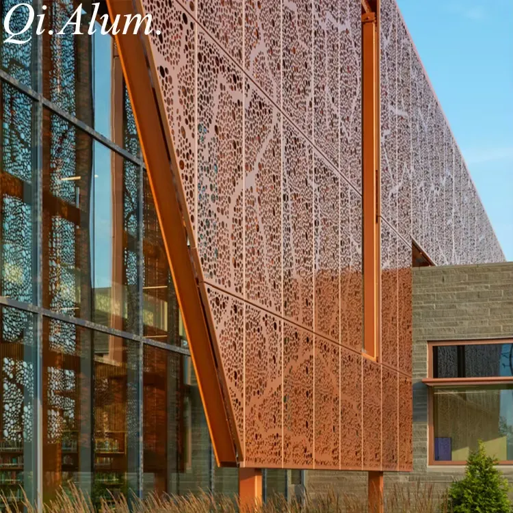Panneaux en feuille métallique aluminium perforé décoratifs pour applications architecturales — Foshan Qi Aluminum Decorative Materials Co., Ltd