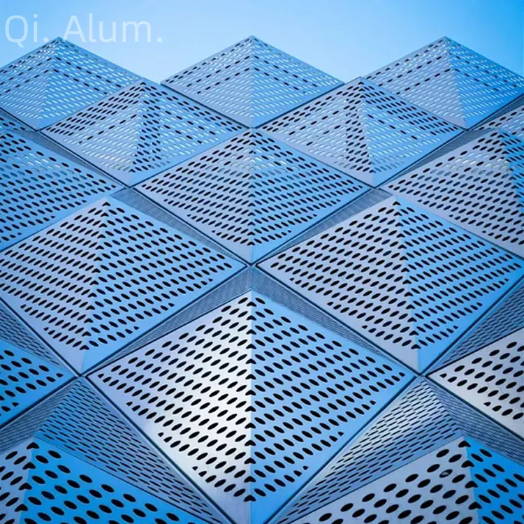 Style design contemporain, prix du panneau de rideau architectural en aluminium sculpté 3D — Foshan Qi Aluminum Decorative Materials Co. Ltd