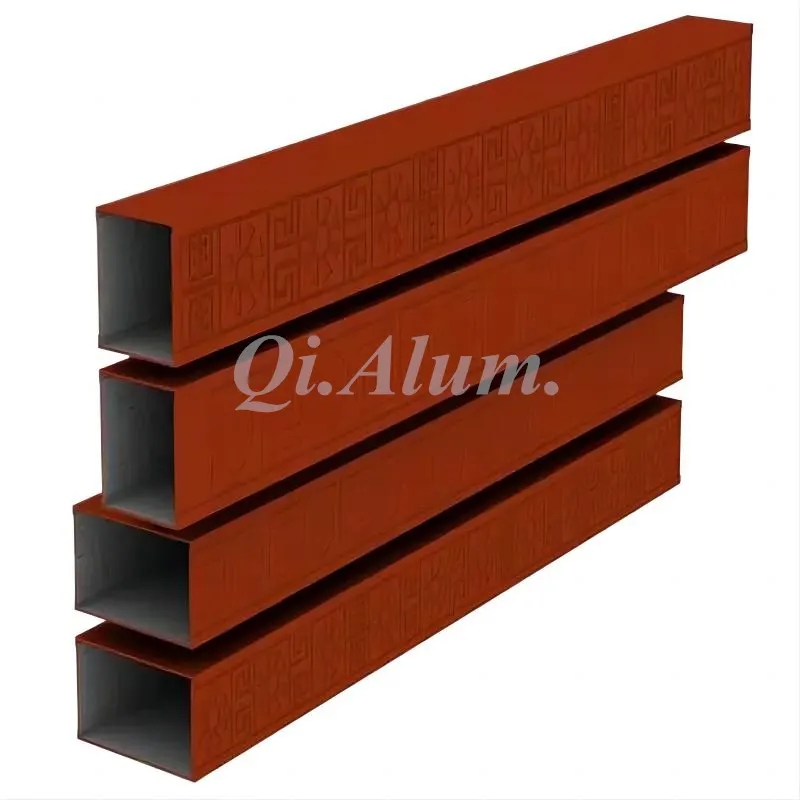 Profils en tube carré 3D en aluminium 25x20 mm série grain de bois — Foshan Qi Aluminum Decorative Materials Co., Ltd